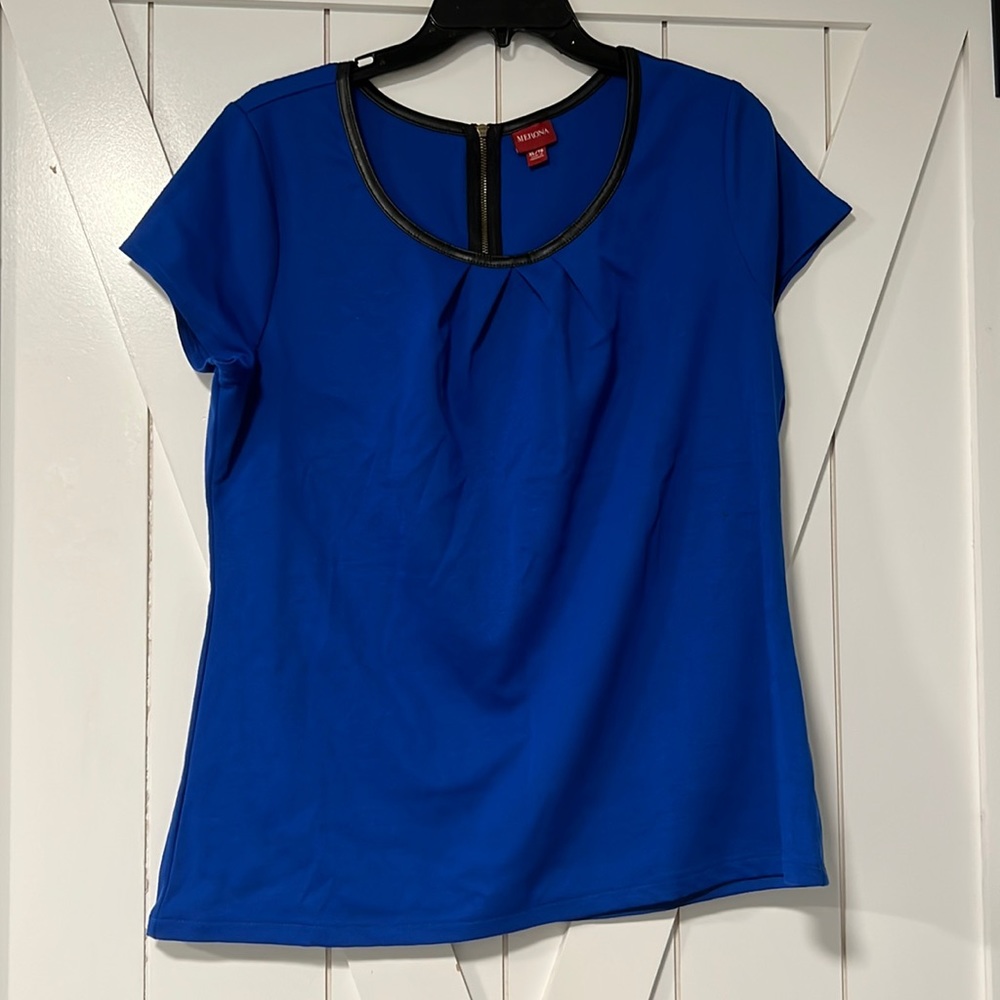 Faux Leather Trim Top